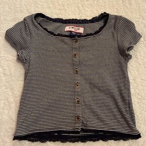 🎆🎇3for$9 Limited Too navy and white striped Girls short sleeve shirt